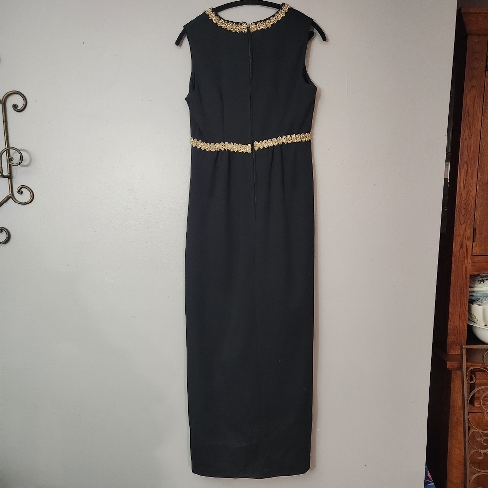 Vintage Celanese Formal Maxi Dress Black Size 14 NWT Fortrel Polyester - Picture 3 of 10